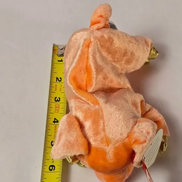 Vintage TY Zodiac Pig Plush | 7” Stuffed Animal | Peach & Fuchsia | 2000 Collect - Picture 9 of 9